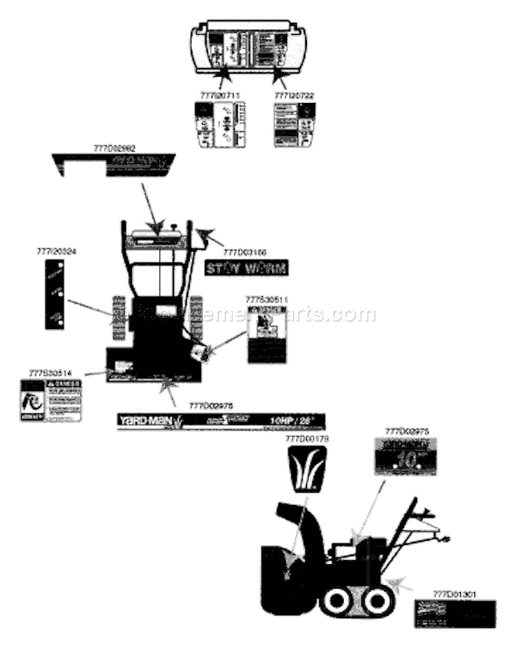 Page C Diagram and Parts List for 31AH763G401 2001 Yard Man Snow Blower
